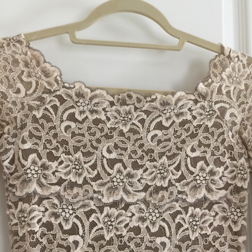 White House Black Market Cream Lace Mini Dress - Picture 3 of 6